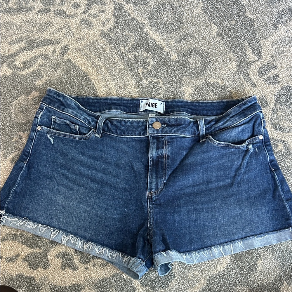 PAIGE Women's Dark Blue Jean Shorts